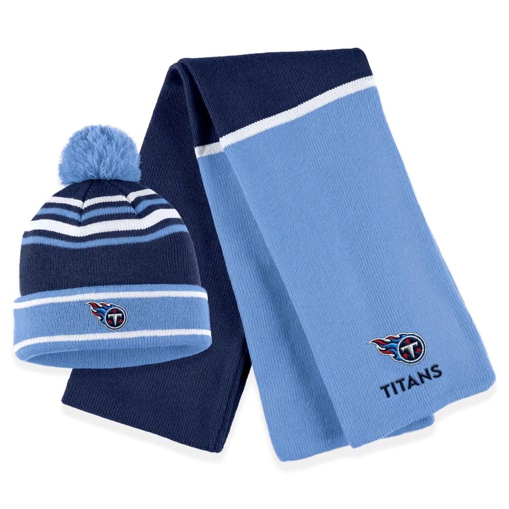 Tennessee Titans WEAR by Erin Andrews Women's Knit Hat Pom and Scarf Set Navy